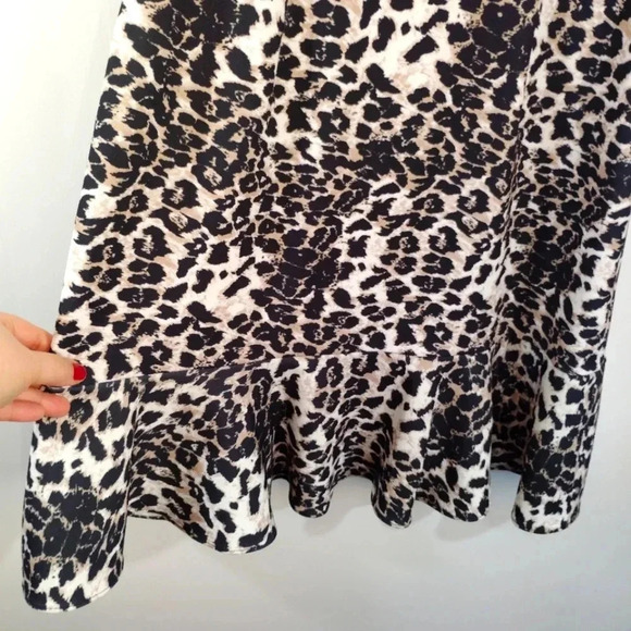CLEARANCE Saks Fifth Avenue Dress Leopard Print Animal Sleeveless High Collar - Picture 3 of 16